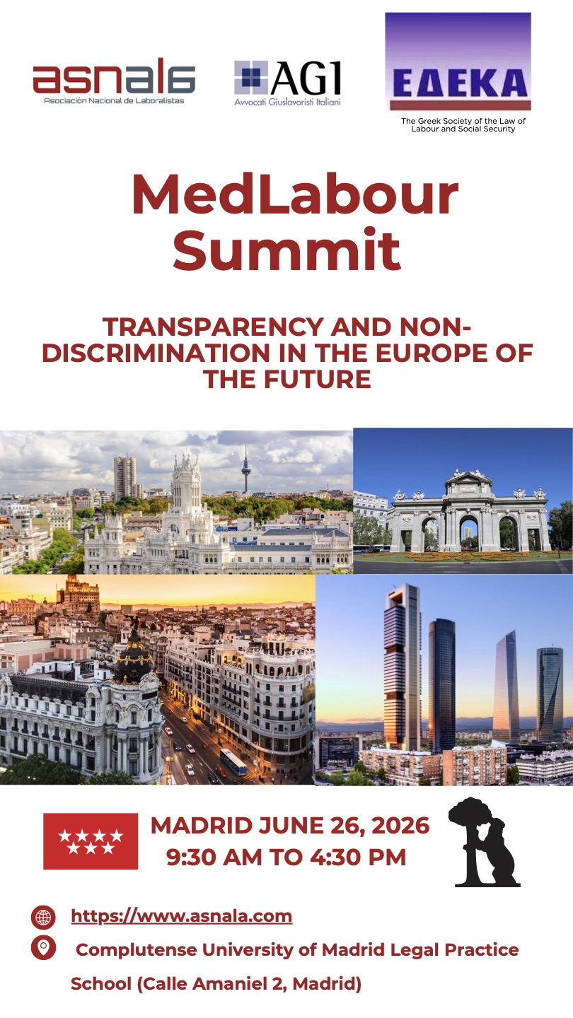 AGI - ASNALA e EDEKA Madrid 26-06-2026 - Seminario Internazionale: MedLabour Summit – Transparency and Non-Discrimination in the Europe of the Future